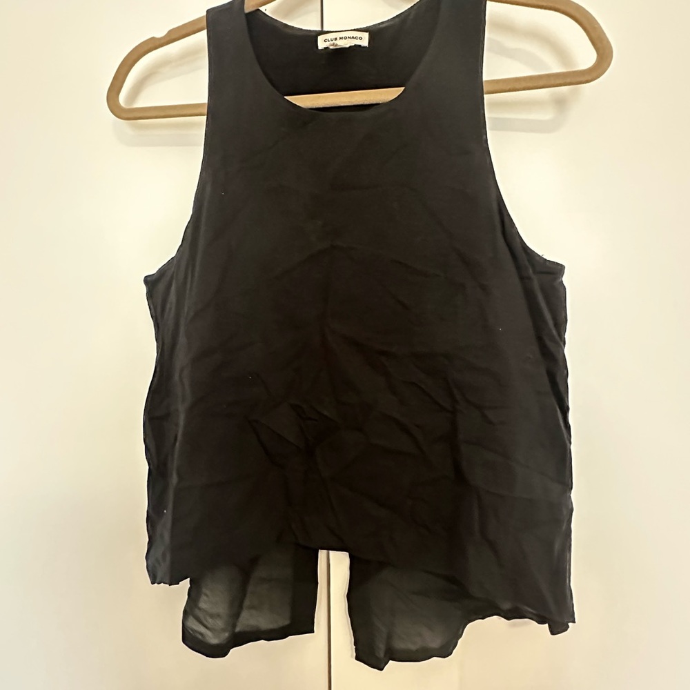 Club Monaco Black Open-Back Boxy Tank Top